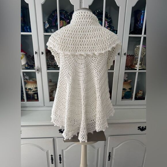 Handmade Crochet White Cardigan Size Large - Picture 1 of 5